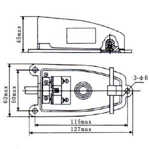 EKW-5A-B腳踏開關安裝尺寸